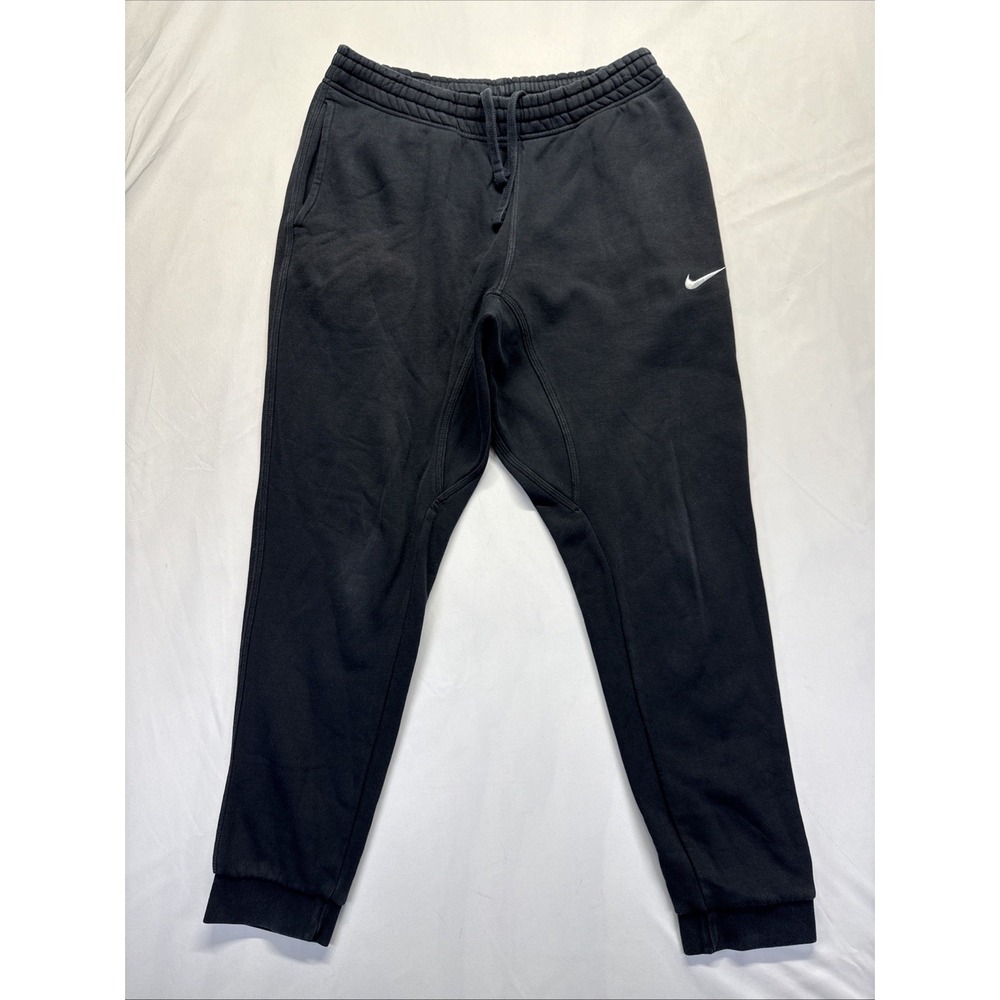 Nike Sweatpants Mens Large Black Cotton Fleece Lined Tapered Leg Drawstring